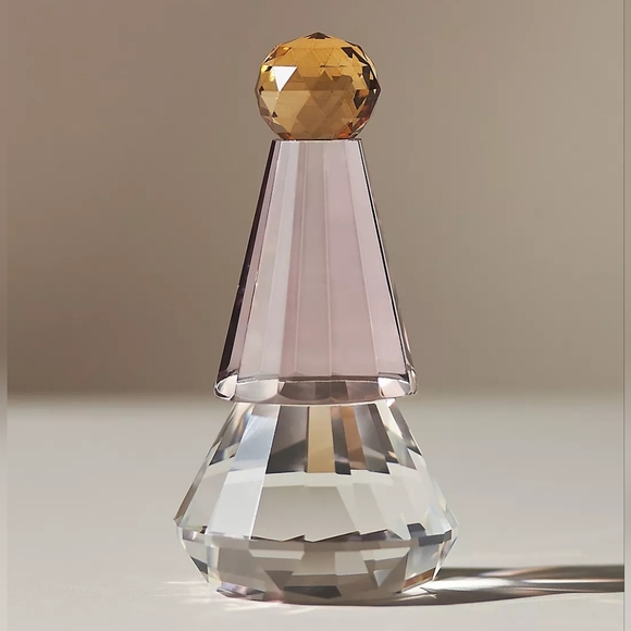 Anthropologie Cut Glass Holiday Tree Elegant Purple Pink Crystal Art Piece NEW - Picture 4 of 9